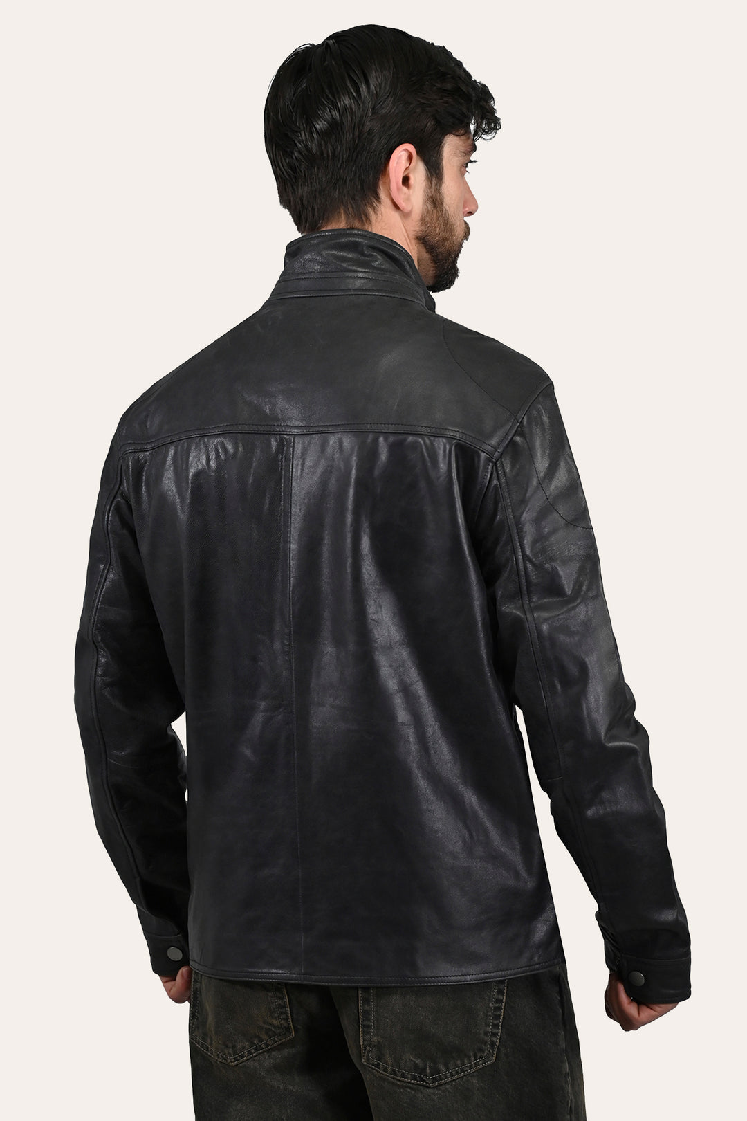 Frye Men’s Black Lawton Modern Nappa Biker Jacket Black