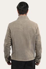 Frye Men’s Taupe Trailblazer Suede Trucker Jacket Taupe