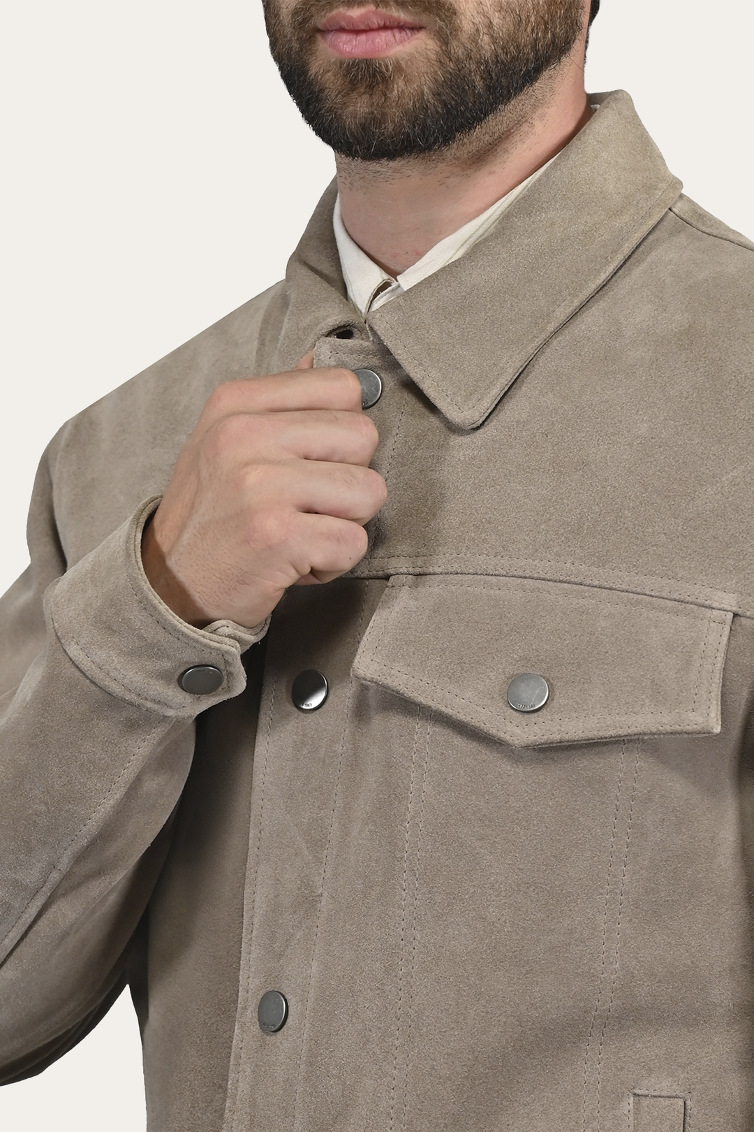 Frye Men’s Taupe Trailblazer Suede Trucker Jacket Taupe