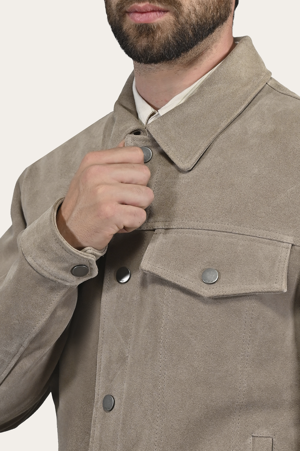 Frye Men’s Taupe Trailblazer Suede Trucker Jacket Taupe