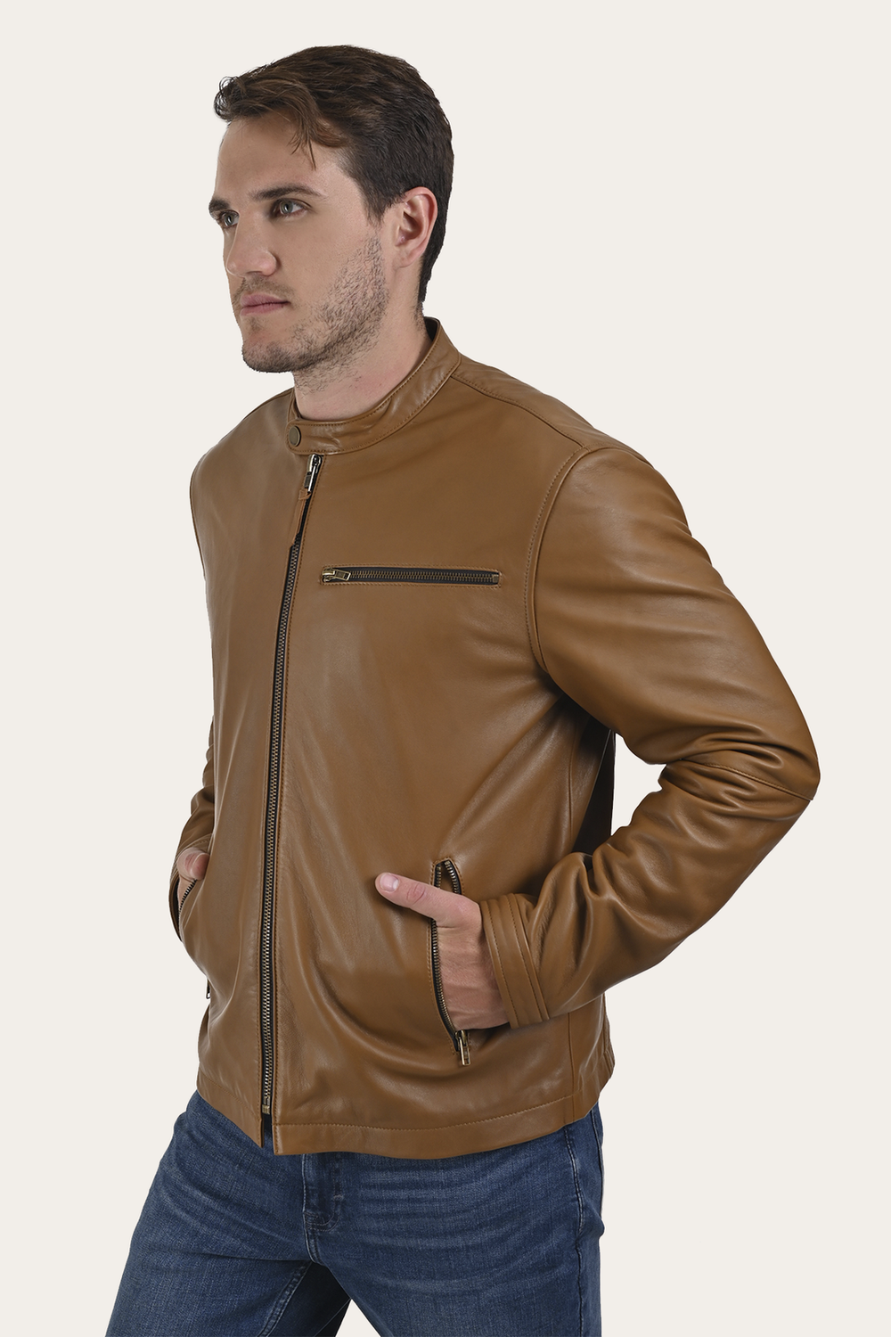 Frye Wyoming Racing Jacket Middle Brown