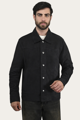 Frye Men’s Navy Blue Judd Minimalist Suede Shacket Navy Blue