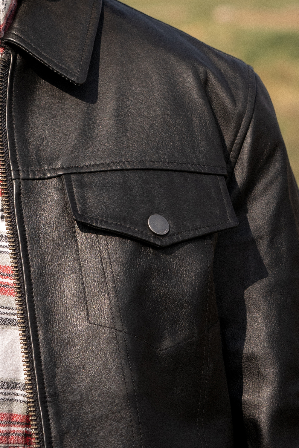 Frye Men’s Black Durango Trucker Leather Jacket Black