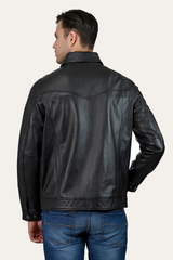 Frye Men’s Black Durango Trucker Leather Jacket Black