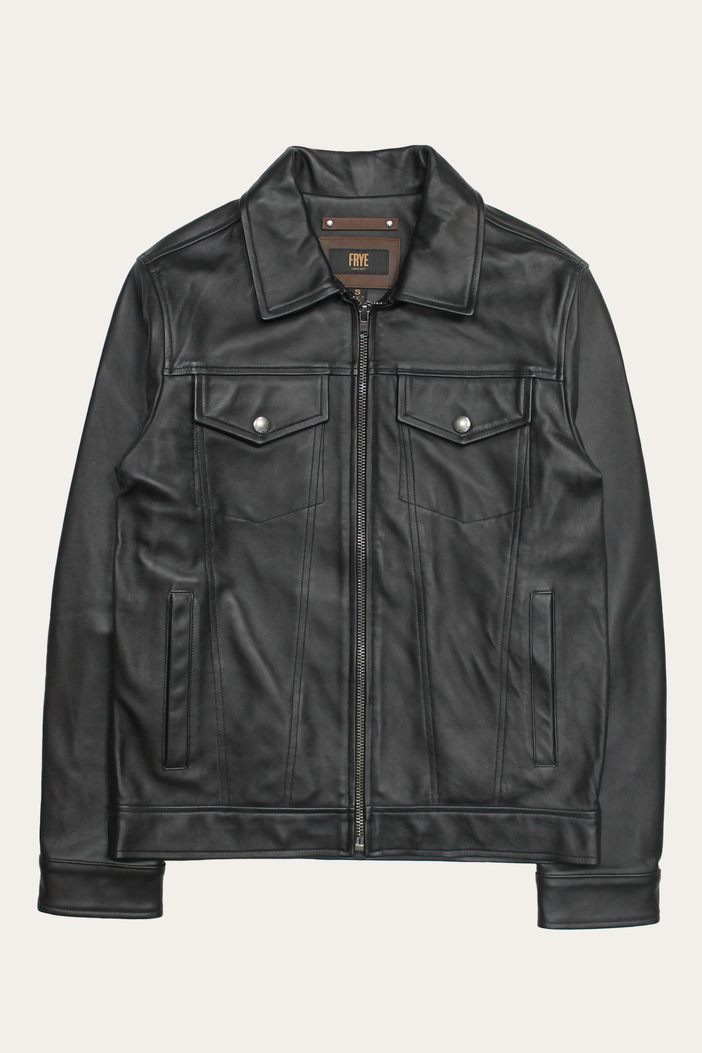 Frye Men’s Black Durango Trucker Leather Jacket Black