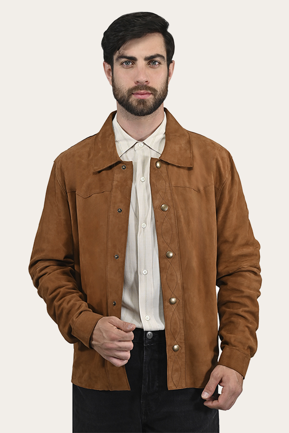 Frye Men’s Middle Brown Judd Minimalist Suede Shacket Middle Brown