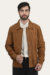Frye Men’s Middle Brown Judd Minimalist Suede Shacket Middle Brown