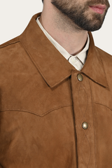 Frye Men’s Middle Brown Judd Minimalist Suede Shacket Middle Brown