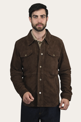 Frye Men’s Dark Brown Authentic Suede Shacket Dark Brown