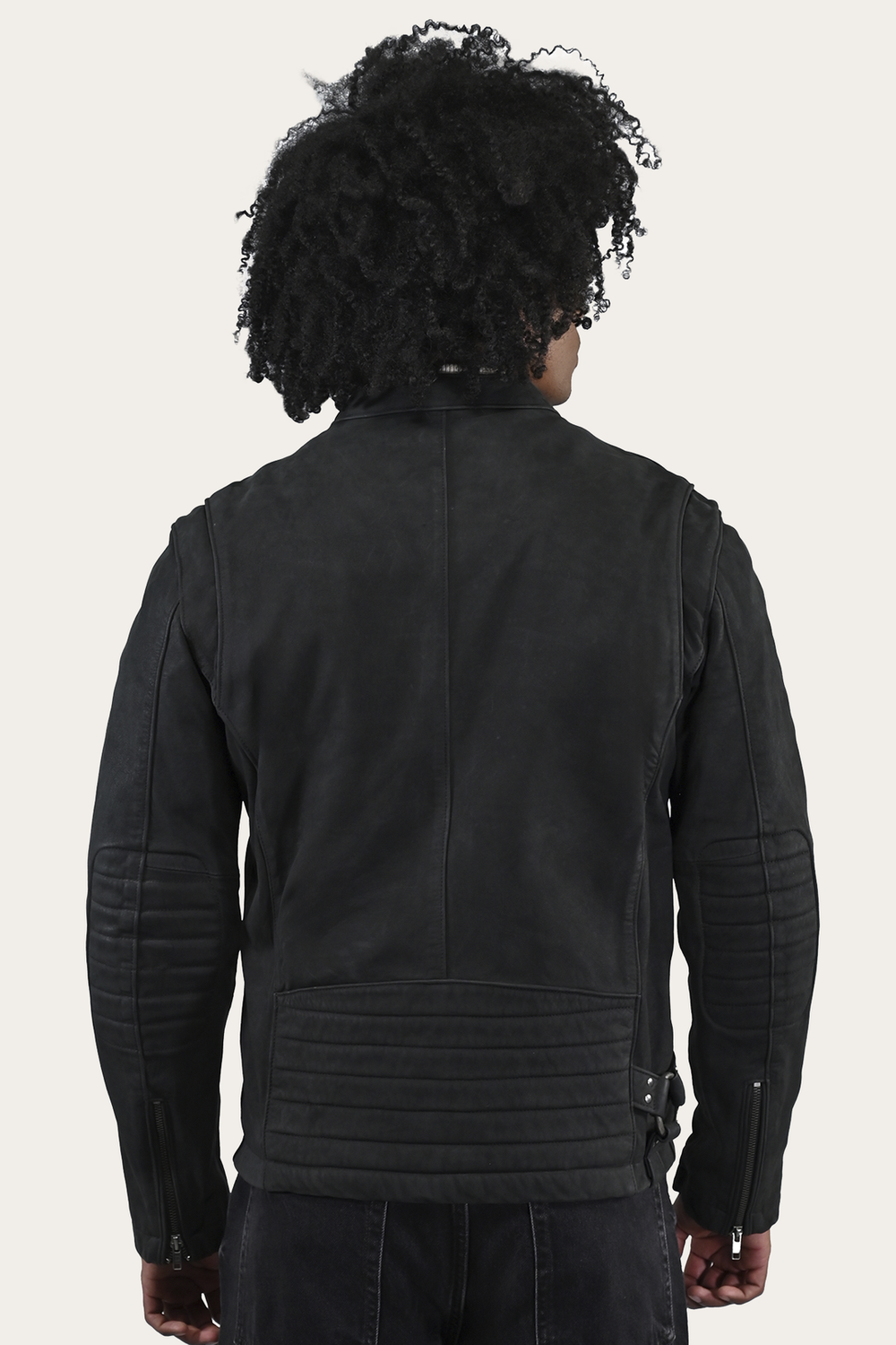 Frye Men’s Black Cattleman Vintage Cafe Racer Leather Jacket Black