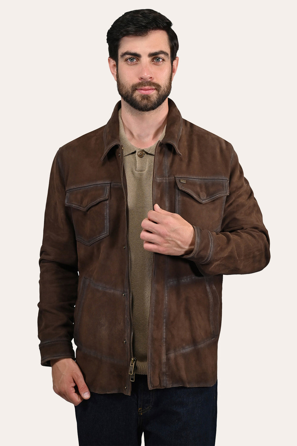 Frye Men’s Dark Brown Brody Suede Shacket Dark brown