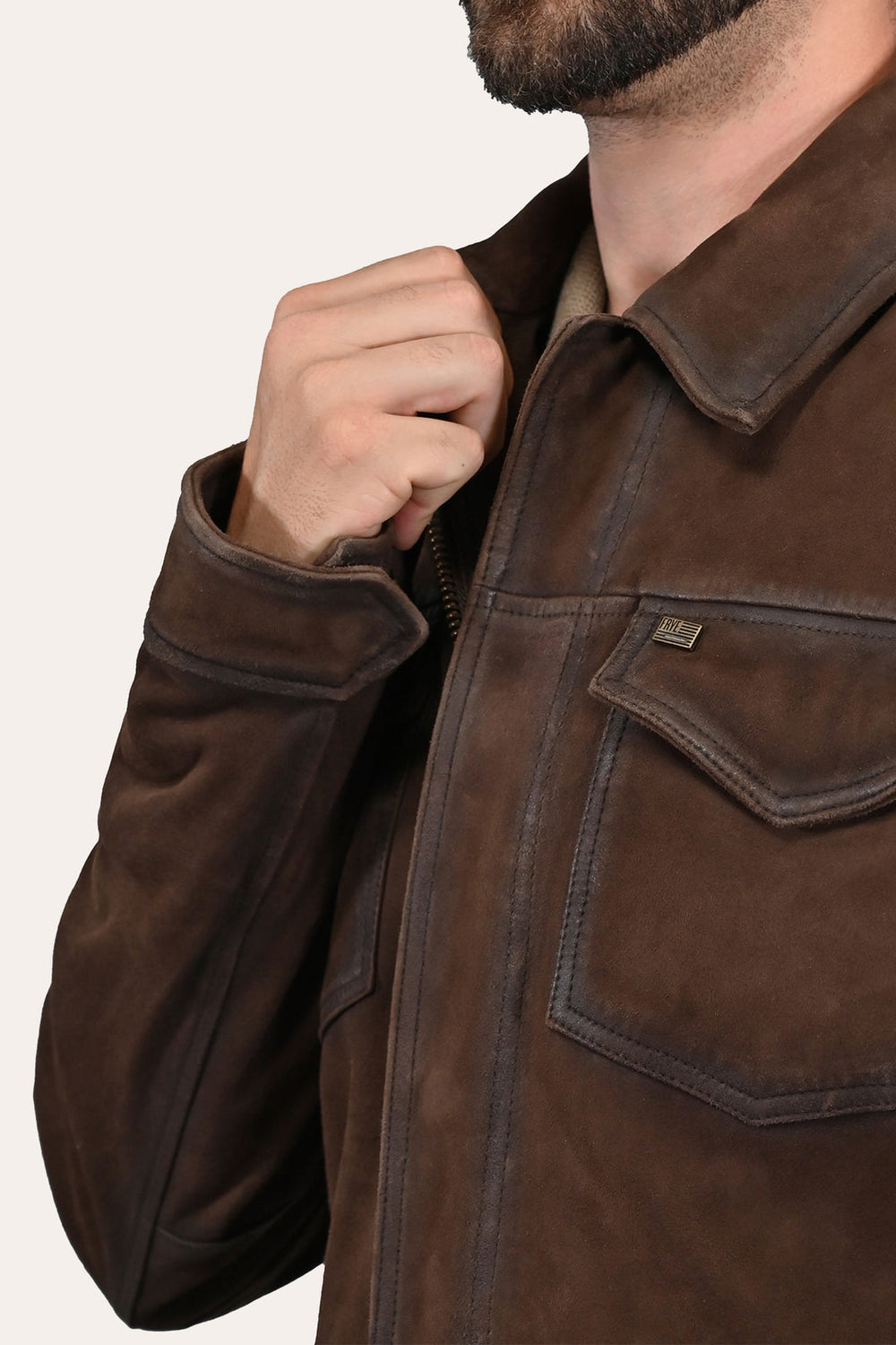 Frye Men’s Dark Brown Brody Suede Shacket Dark brown