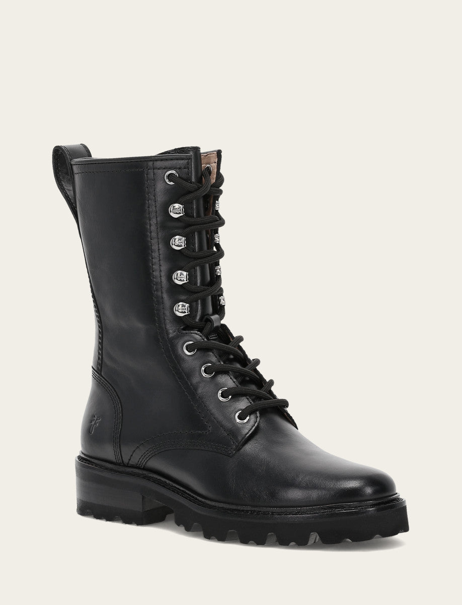 Frye Women's Black Olivia Combat Boots Black