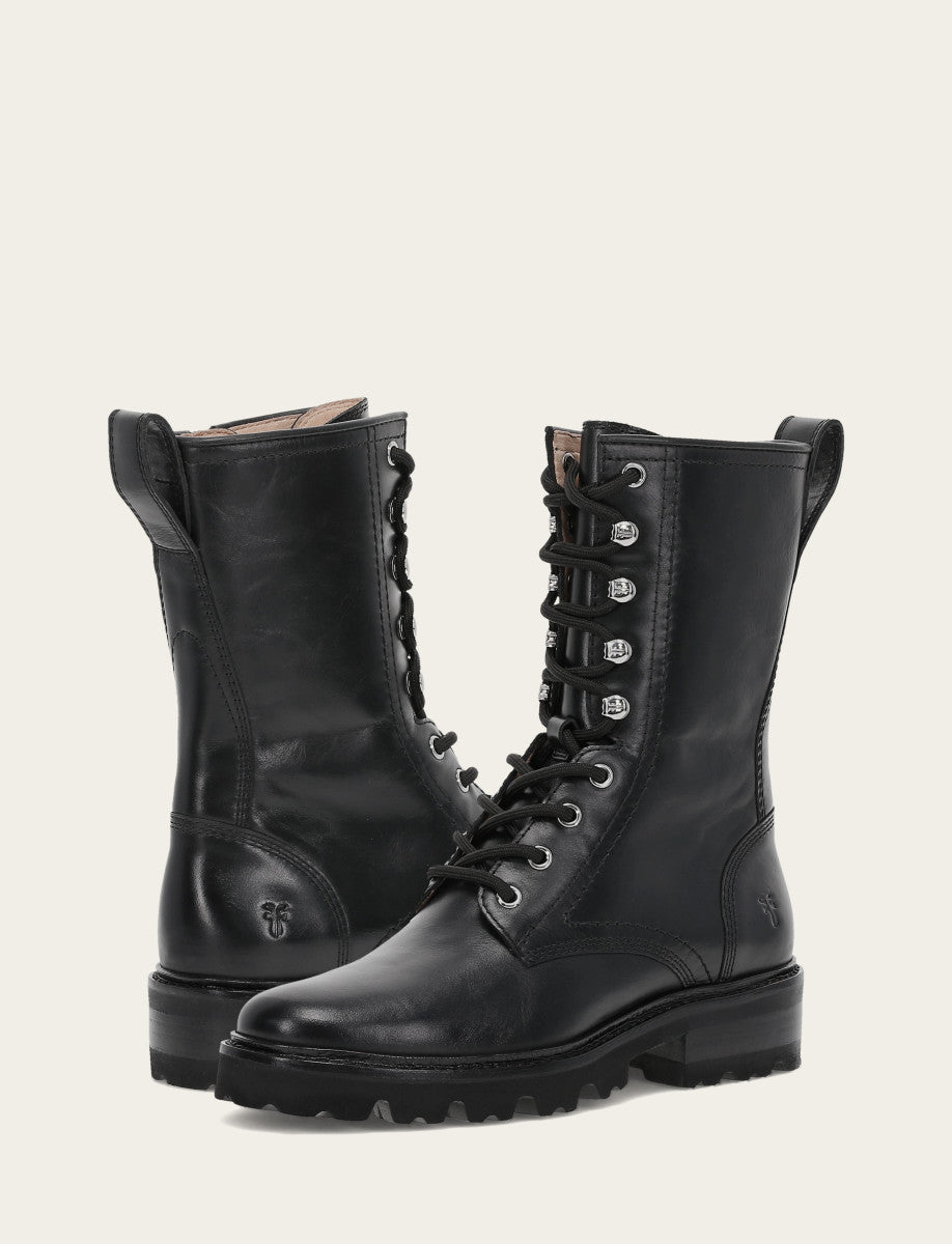 Frye Women's Black Olivia Combat Boots Black