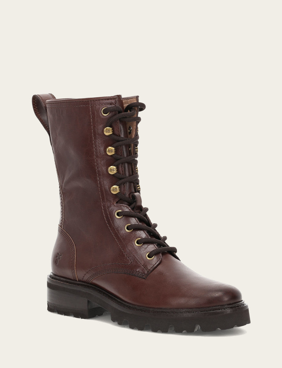 Frye Women's Bourbon Olivia Combat Boots Bourbon