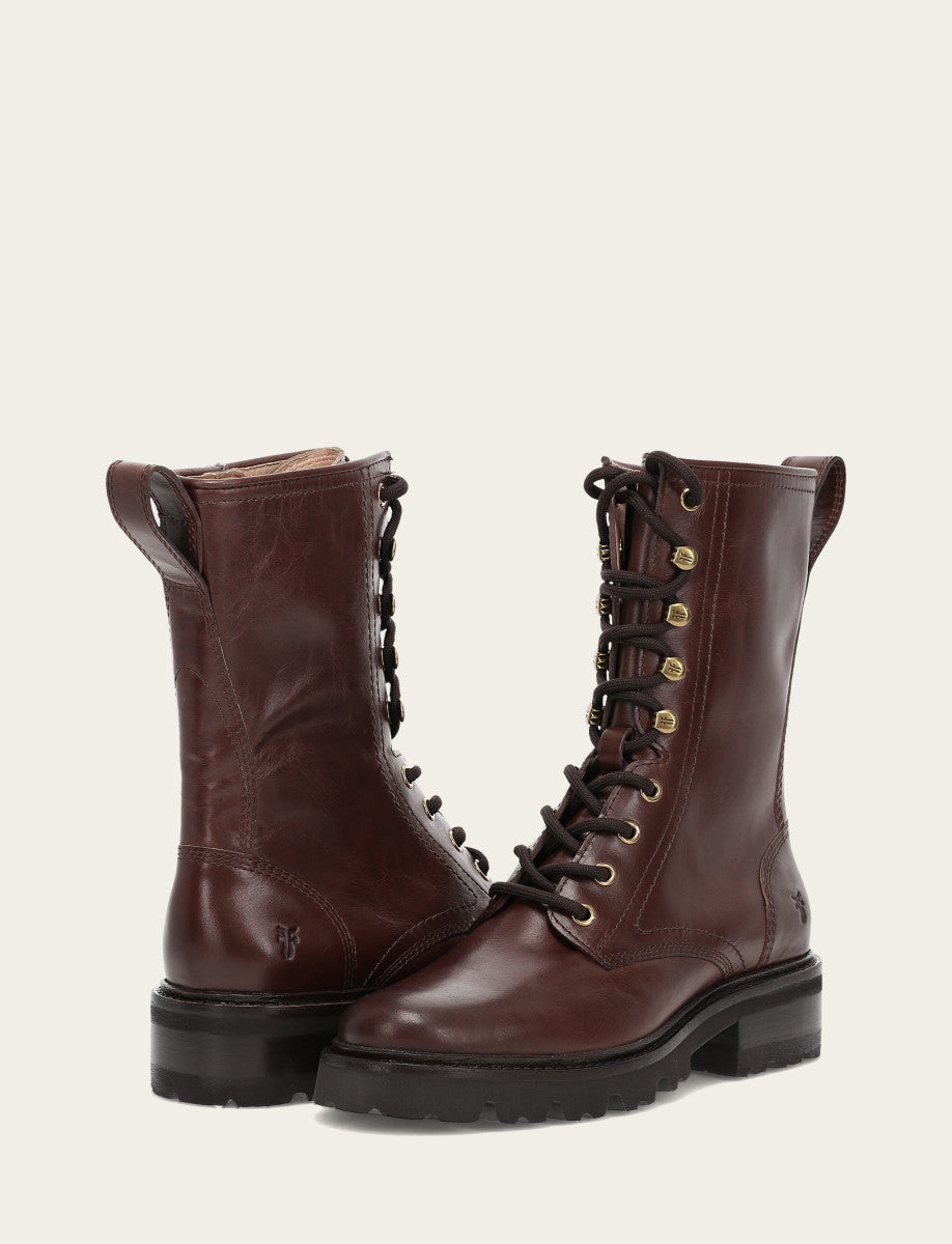 Frye Women's Bourbon Olivia Combat Boots Bourbon